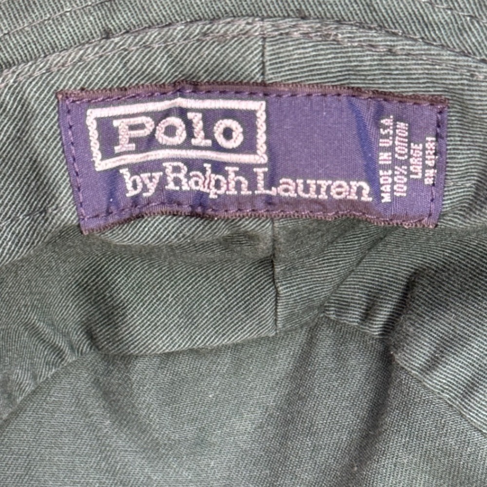 Polo Ralph Lauren Bucket Hat Green Vintage Made In USA Sportsman Blue Pony Large - Picture 4 of 4